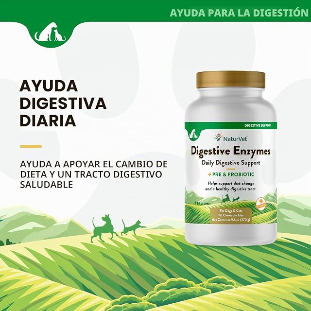 Foto 3 de 8 de NaturVet Suplemento de enzimas digestivas más probióticos para Perros, masticables Suaves