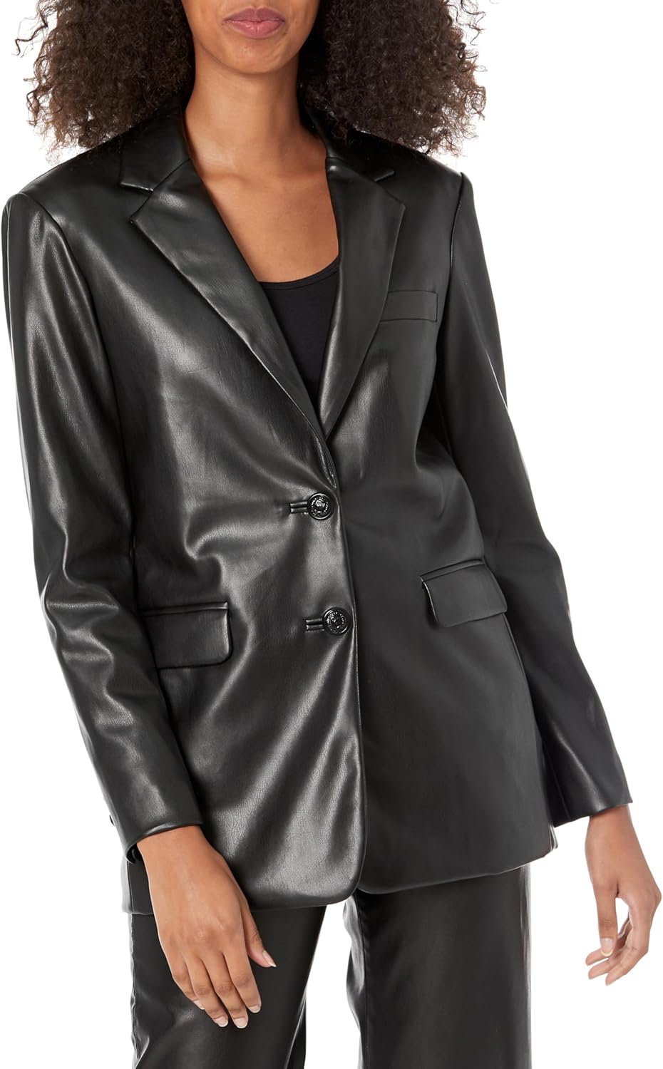 Karl Lagerfeld Womens Faux Leather Blazer - Image 2