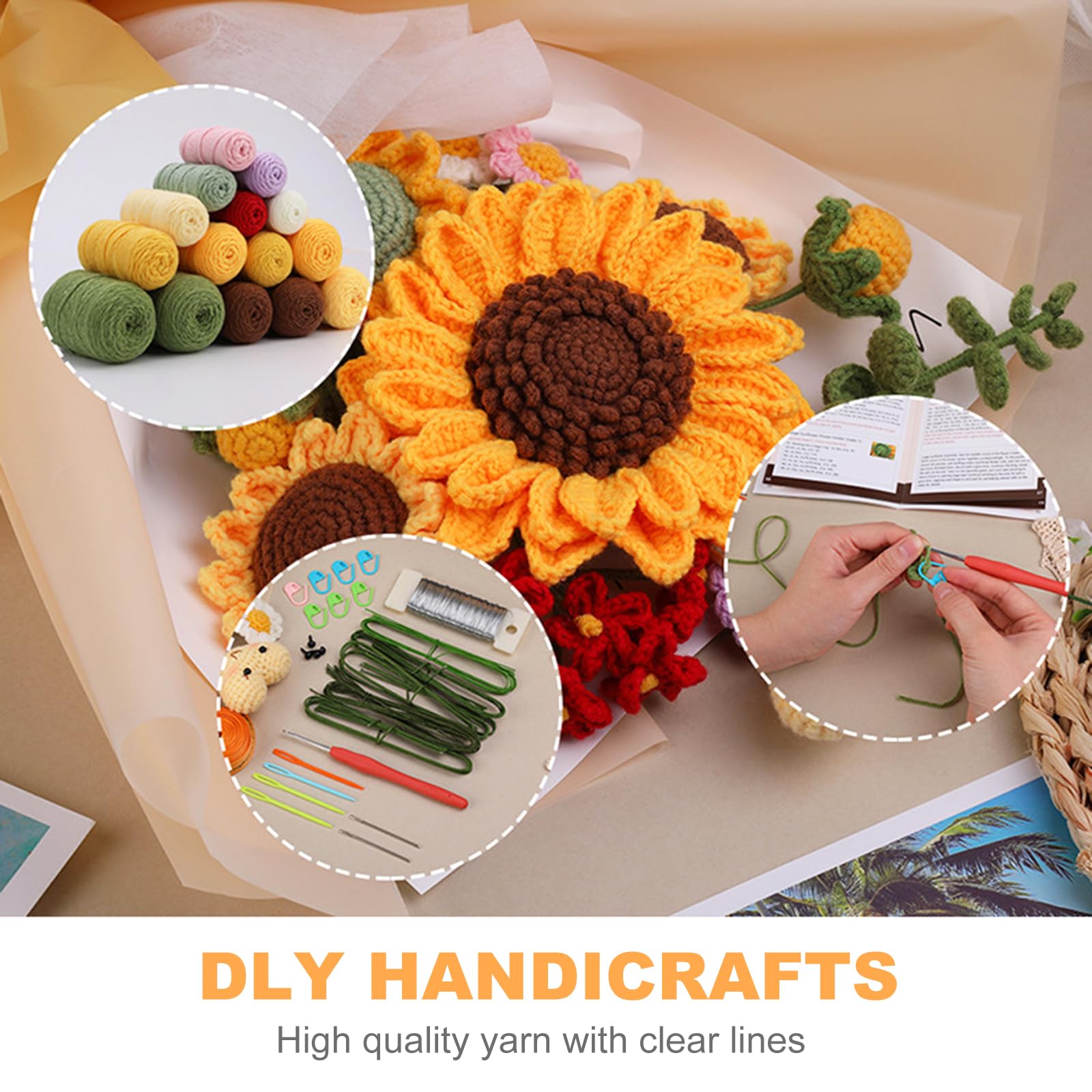 Kit Uncinetto Per Principianti Con Tutorial Video – Borsa Girasole Fai Da Te – Regalo Per Mamma, Compleanno, Natale - 4