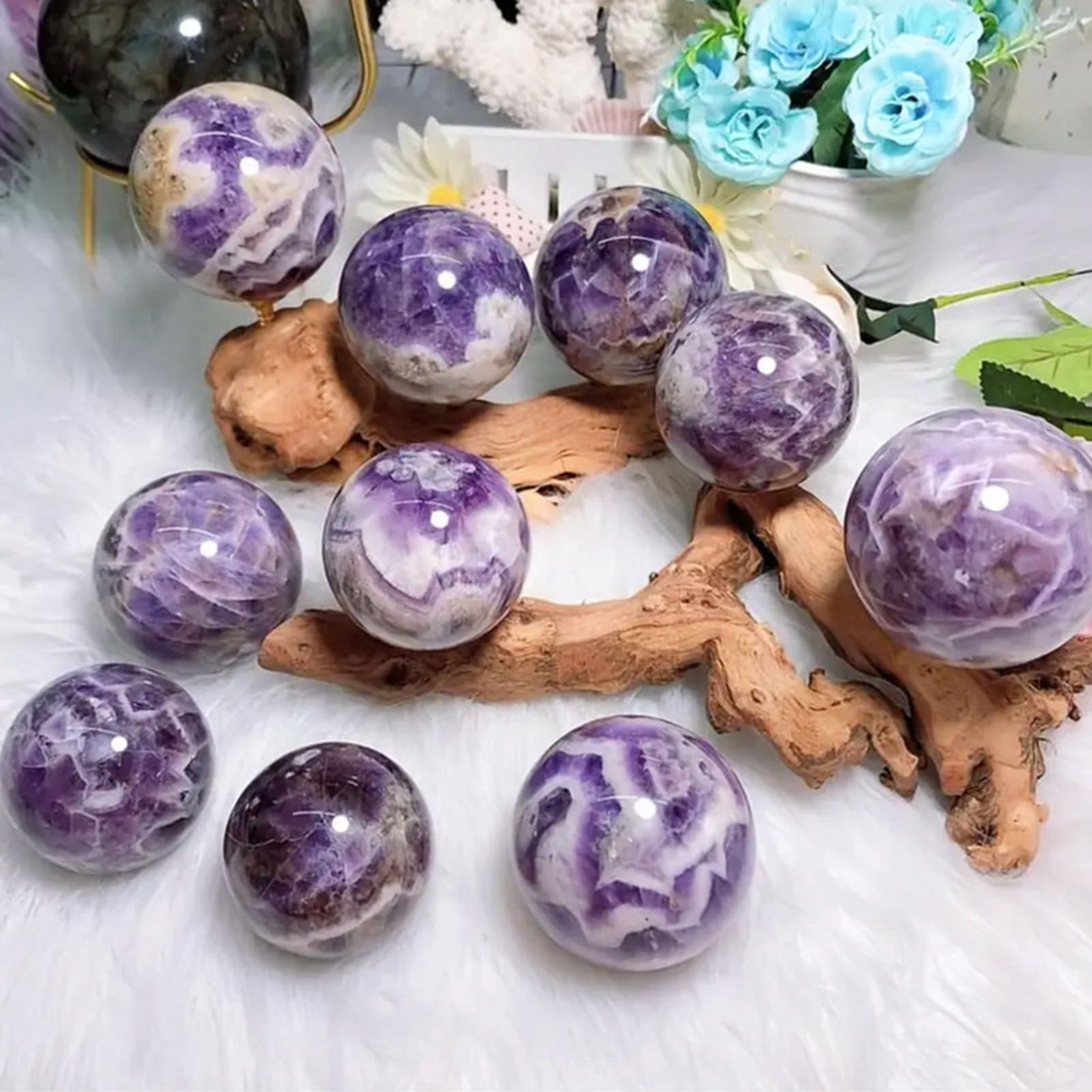 Natürliche Amethyst-Kristallkugel, heilende Edelsteinkugel
