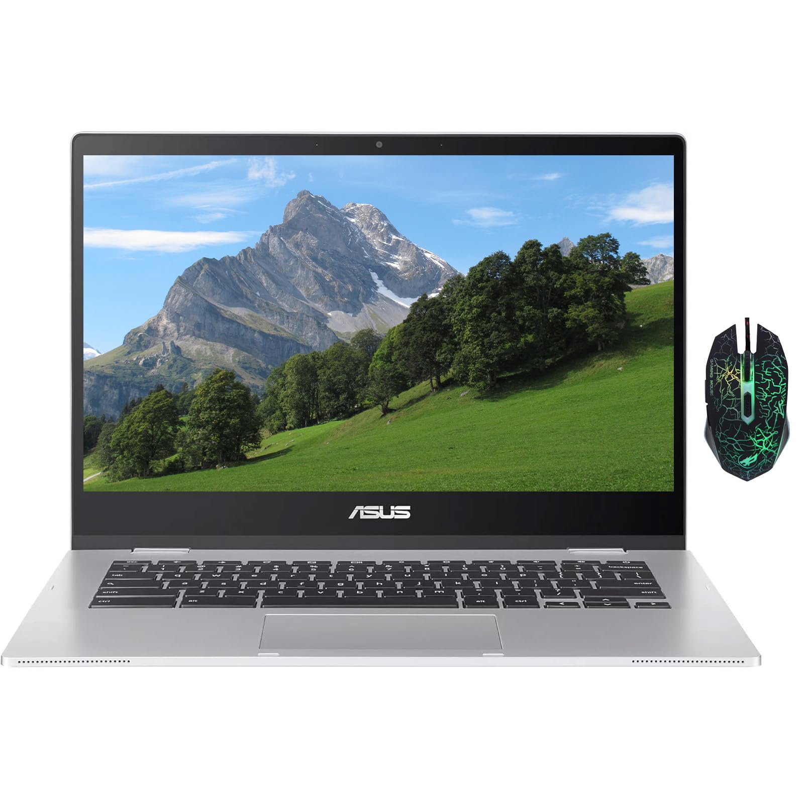 ASUS Chromebook CX1, 14" FHD CX1400 Laptop, Intel Celeron N4500, 4GB RAM, 64GB eMMC, WiFi 6, Anti-Glare, Long Battery Life, 180° Lay-Flat, Chrome OS,