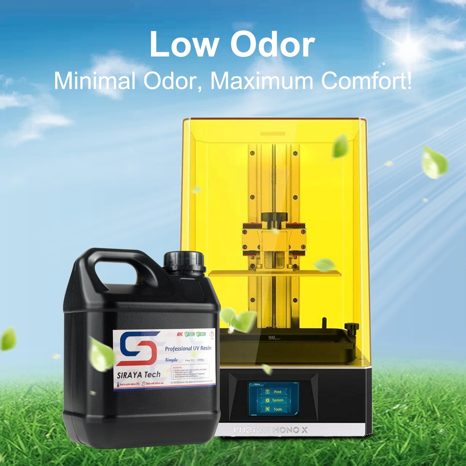 Siraya Tech Resina de impresora 3D lavable con agua, bajo olor, fácil de imprimir, alta resolución, no quebradiza, para impresoras 3D MSLA, LCD, DLP, fácil de limpiar, resina gris limpiadora Aqua