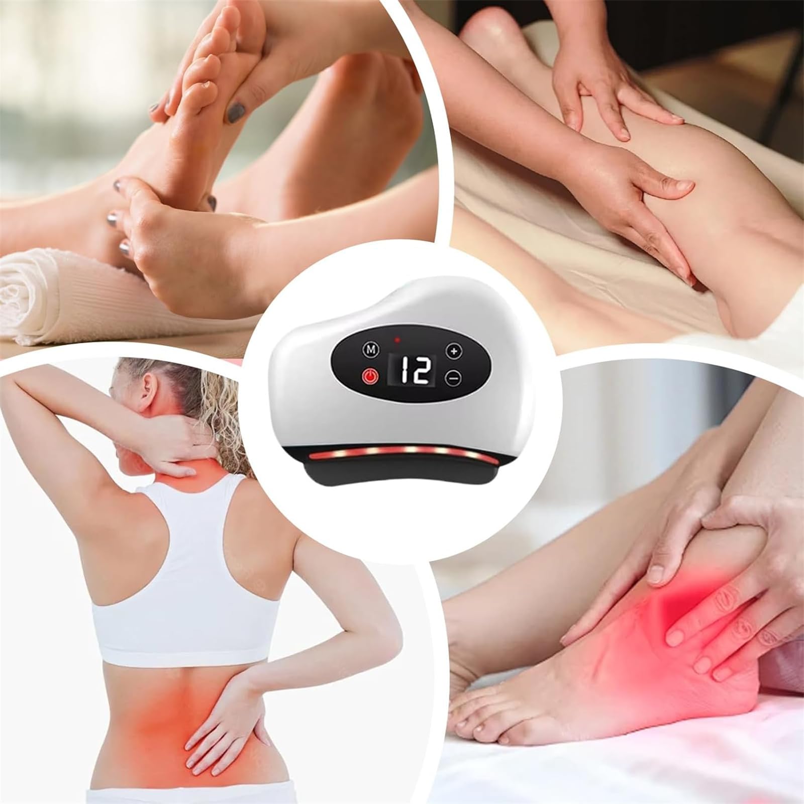 Revitalio CuraFlex，4-in-1 Fußmassagegerät und Gua Sha Werkzeug – Tragbarer Muskelentspanner für Füße Beine Nacken Rücken und Schultern Ergonomisches Massagebrett