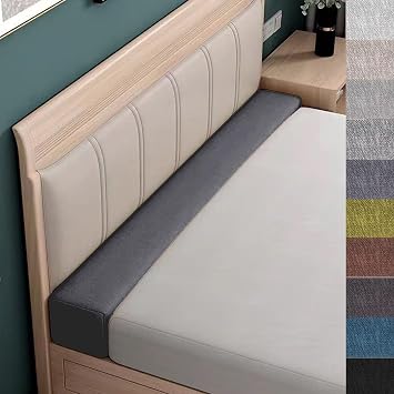 Bed Gap Filler Mattress Gap Filler,76x4x6in Mattress Extender Headboard Pillow Close Gap Between Mattress and Headboard Removable Washable Cover,Gray