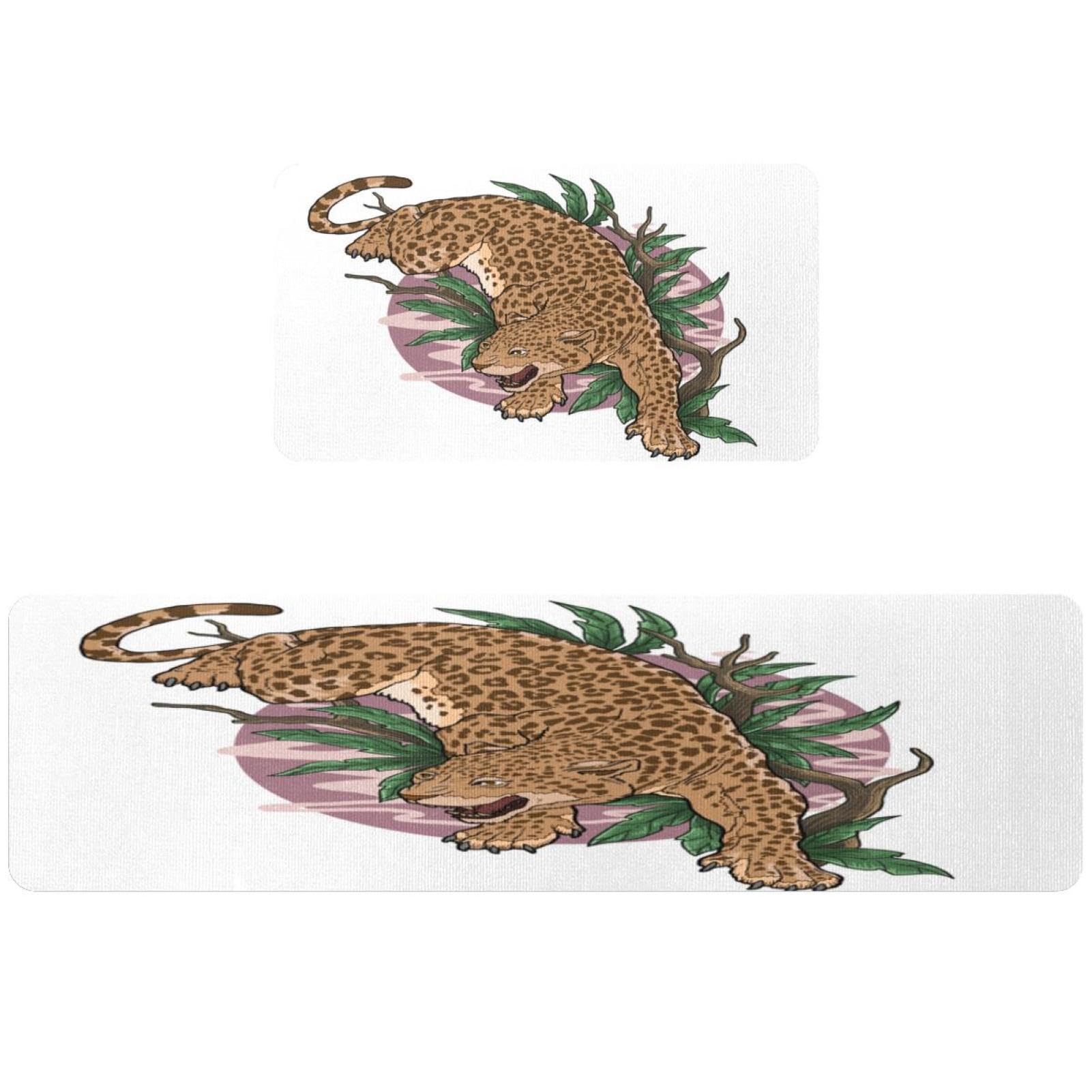 Tapis de cuisine léopard antidérapant pour décorer votre couloir et buanderie