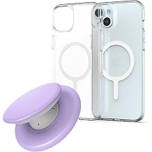 Sinjimoru for MagSafe Phone Grip, M-Tap Tok Lavender & iPhone 15 Plus Case Compatible with MagSafe, M-Airclo Basic