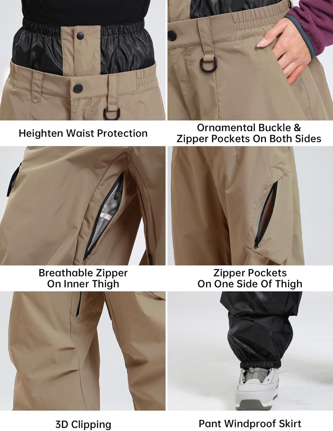 GSOU SNOW Womens Mens Snow Pants Baggy Snowboard Ski Pant Loose Waterproof Windproof Insulated - Image 5