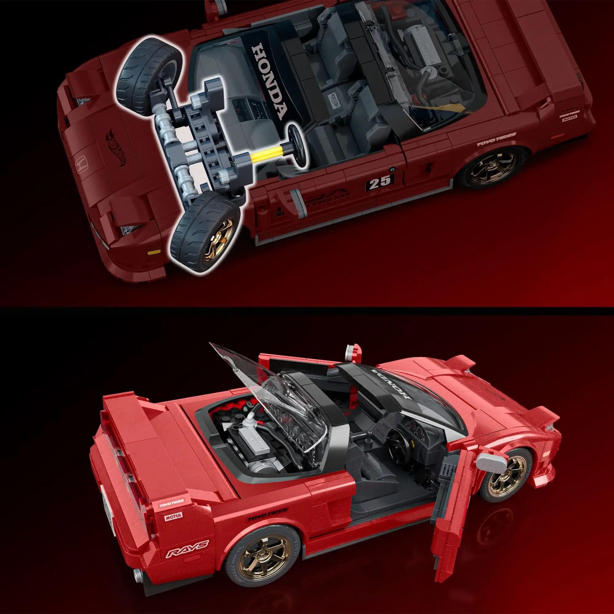 Hot Wheels Kit di costruzione Honda Acura NSX 1990 1/16 876 Pezzi Include Mini Car 1/64 Hot Wheels Mattel