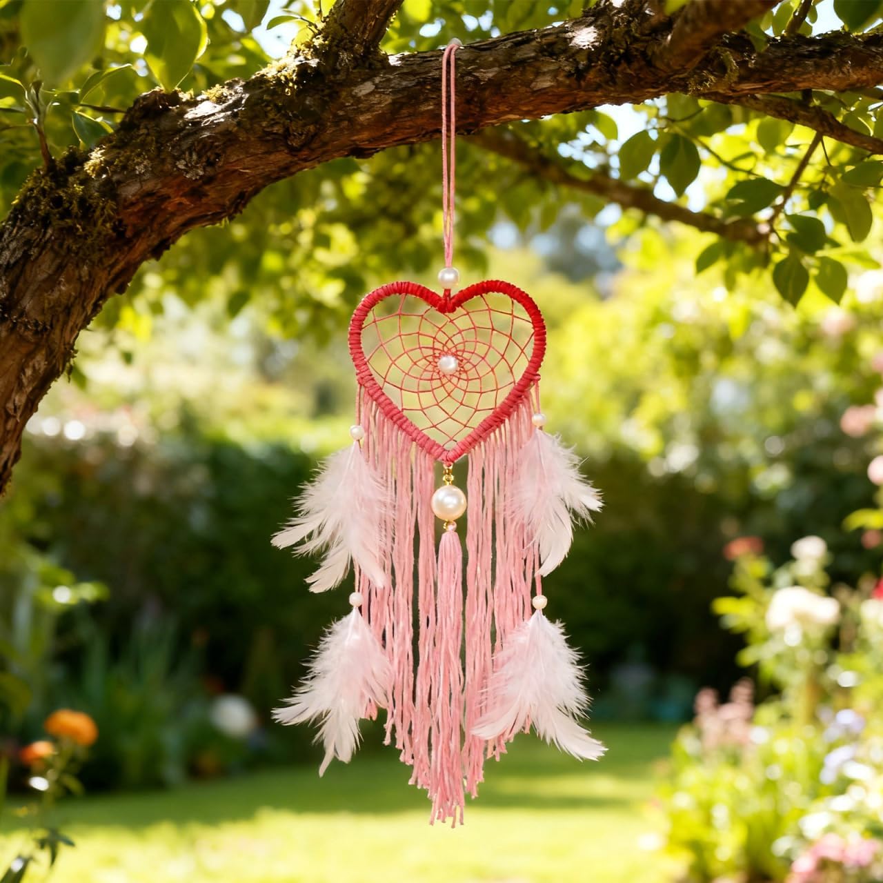 Amosfun 10pcs Metal Heart Dreamcatcher Rings 4.72" Macrame Hoop image 5
