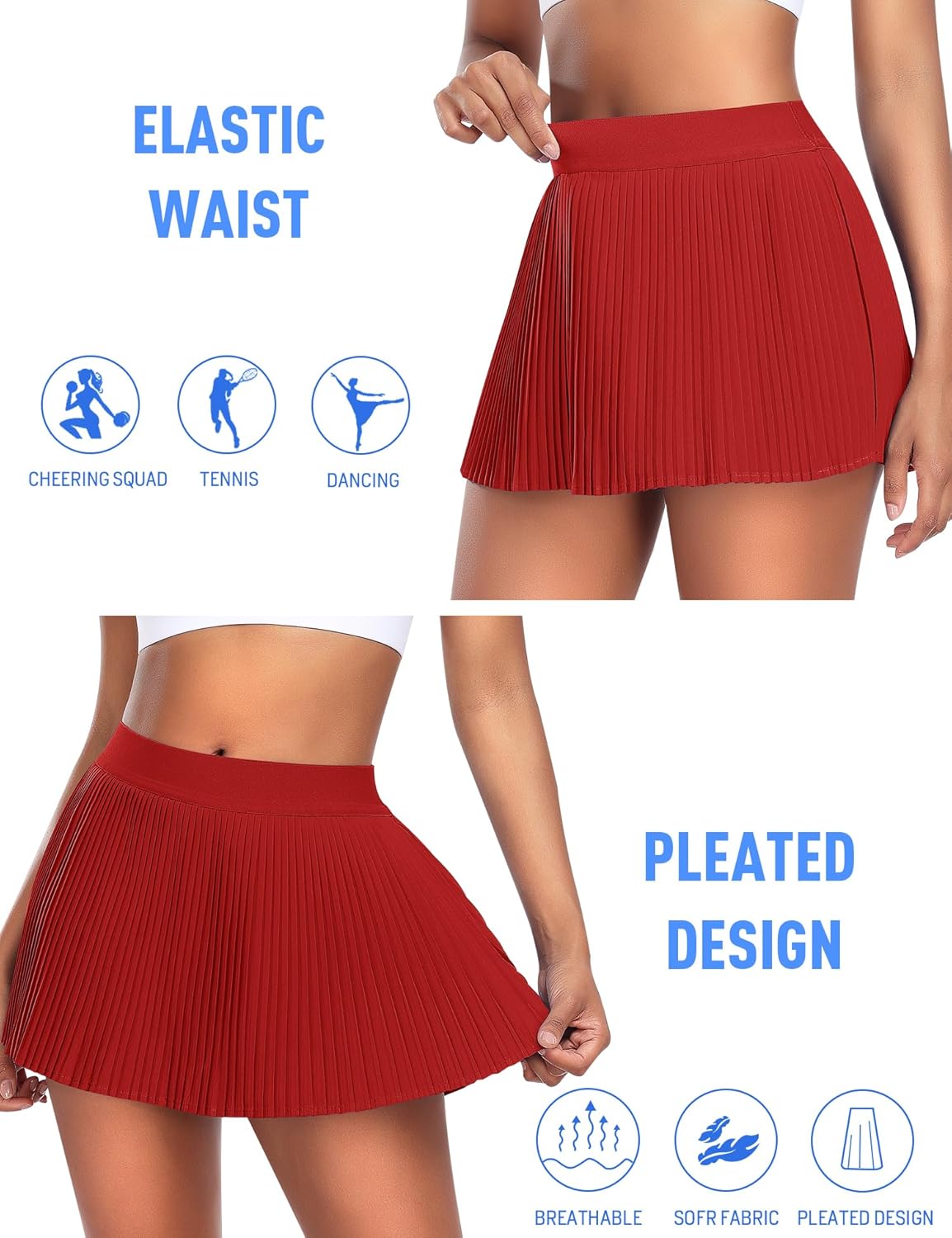 JoyGirl Womens Pleated Tennis Skirt with Shorts Golf Skirt High Waist Pickleball Skirts Athletic Skorts with Pockets
