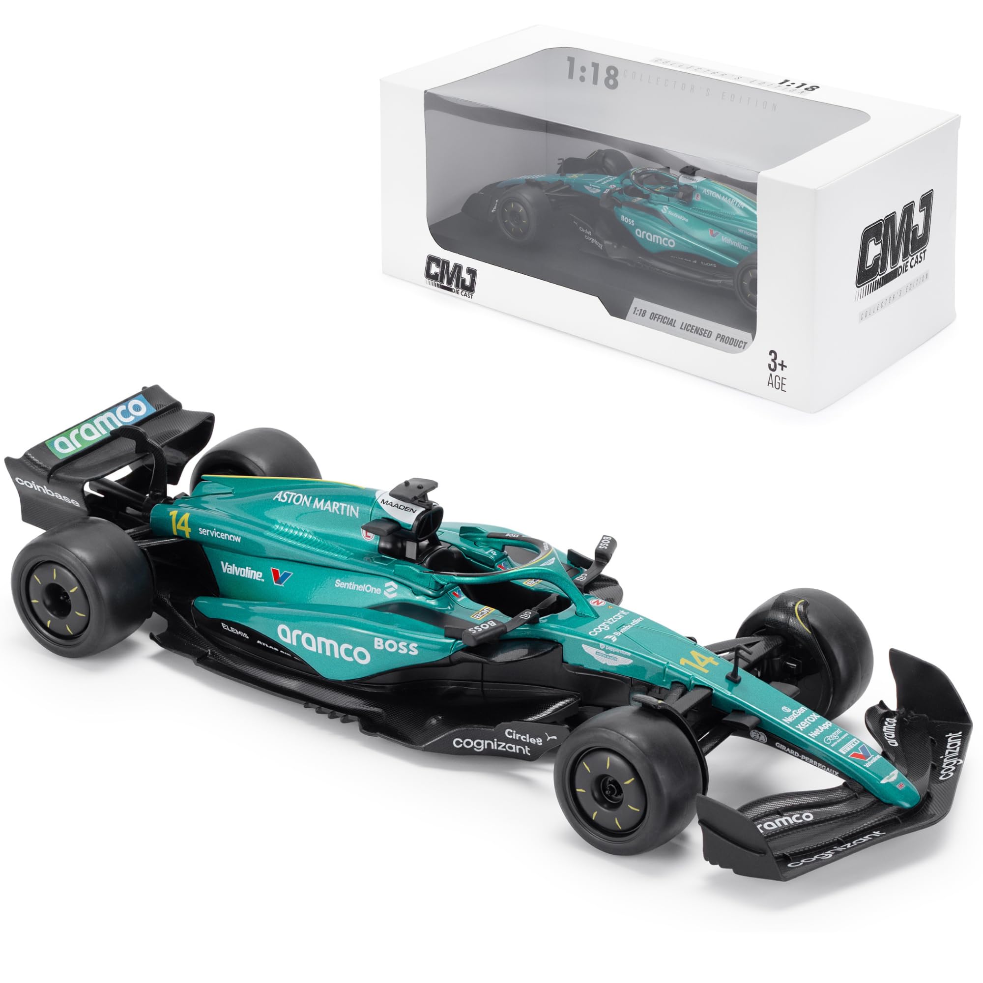 Aston Martin AMR24 F1 1:18 Scale Die-Cast Model Car - 2024 Season | Fernando Alonso #14 Detailed Collectors Edition | Official Licensed Product, Turquoise