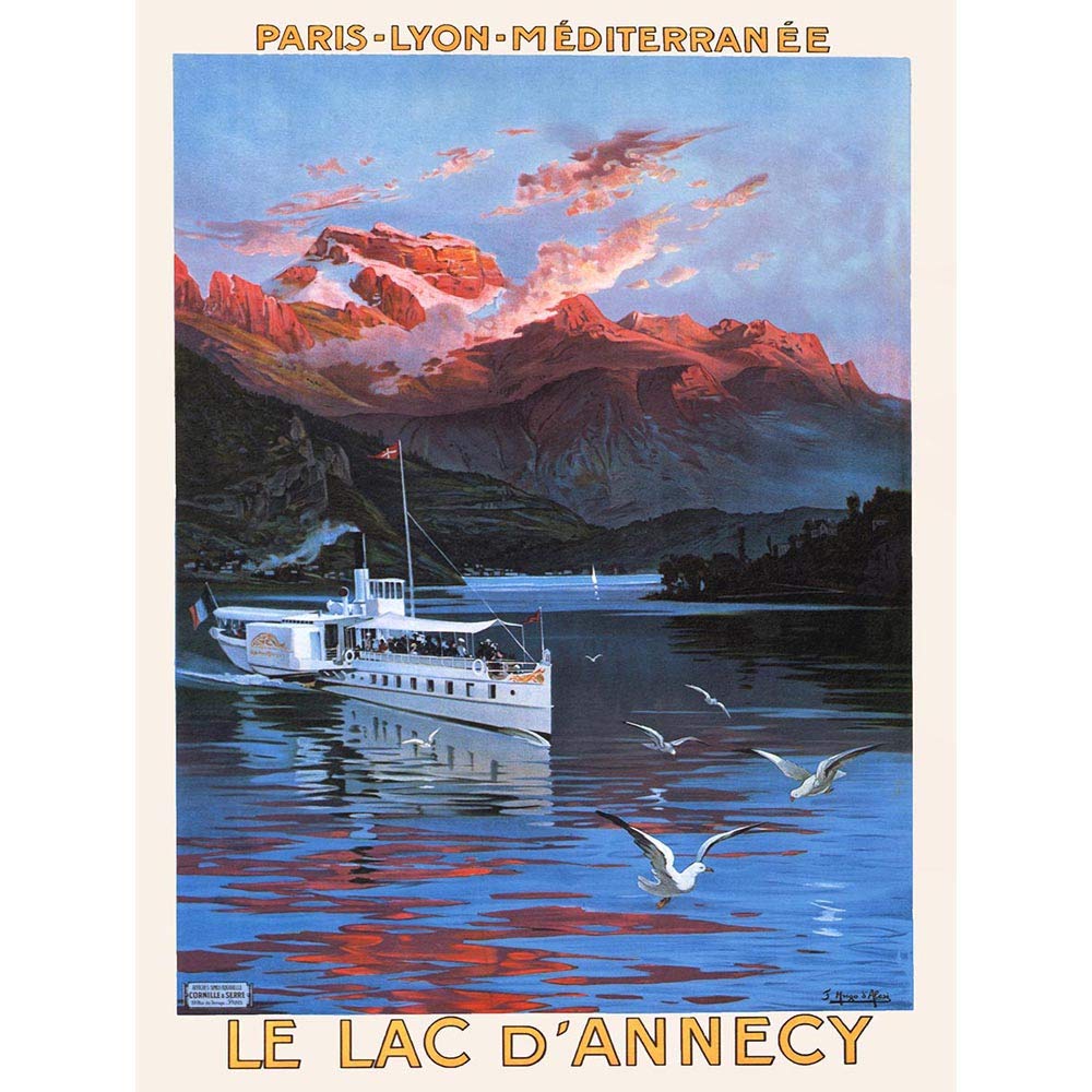 Wee Blue Coo Travel Tourism Mountain Lake D'Annecy France Vintage Advertising Art Print Poster Wall Decor 12X16 Inch