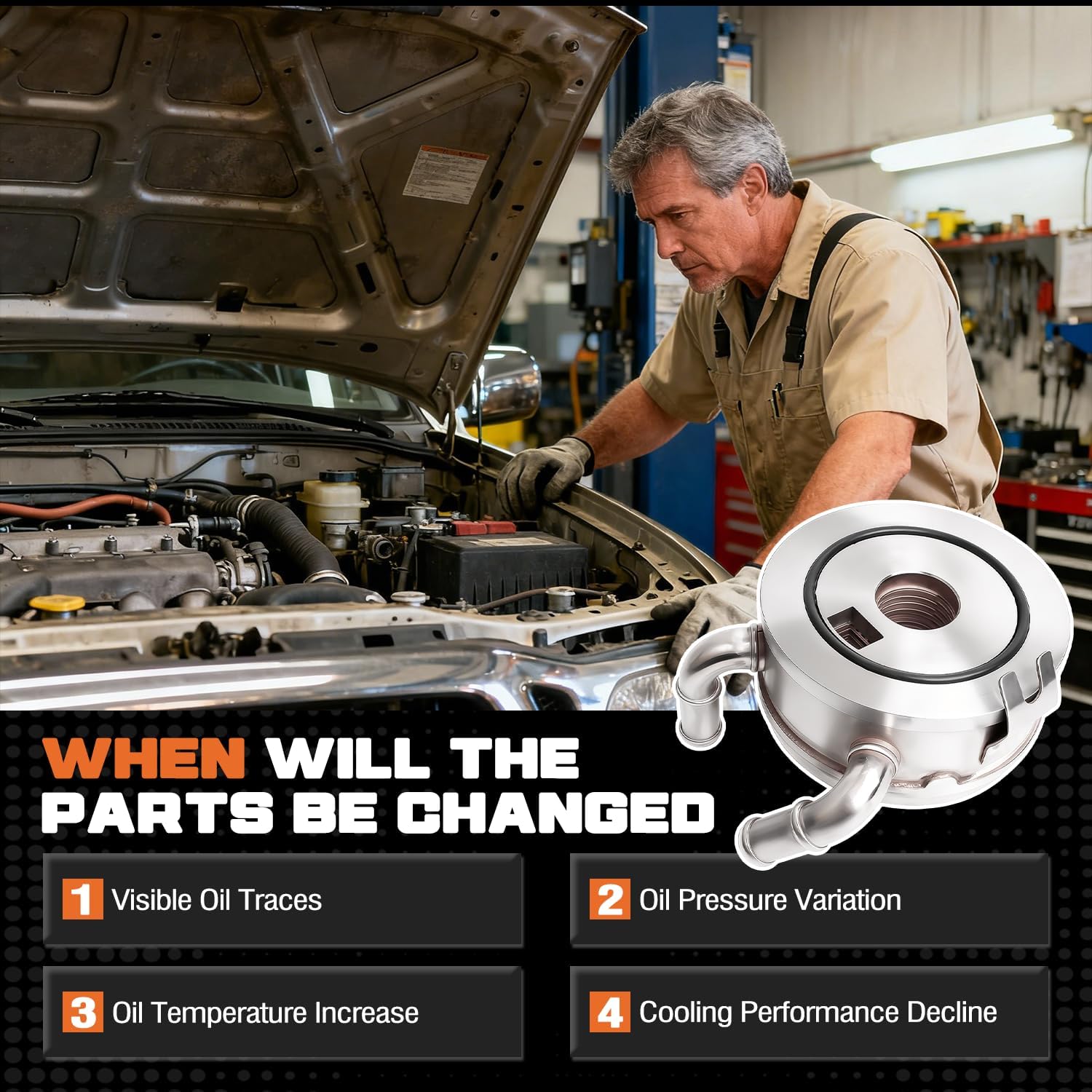 Oil Cooler Fit For Toyota Tacoma 1995-2004 Fit For Toyota 4Runner 1996-2002 Fit For Toyota T100 1995-1998 Engine Oil Cooler Replaces 1571062050 15710-62050