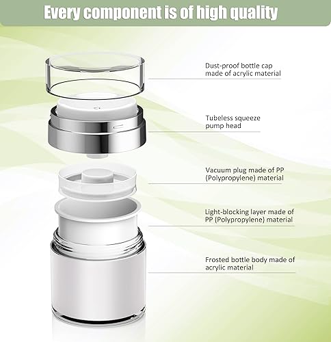 Miniatura 6 de Frascos de bomba sin aire, dispensador de bomba de 1.7 onzas, dispensador de loción acrílica para humectante grueso, crema para el cuidado de la