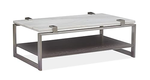 Magnussen Paradox Cocktail Table, Pearl White, Roasted Almond, Brushed Platinum