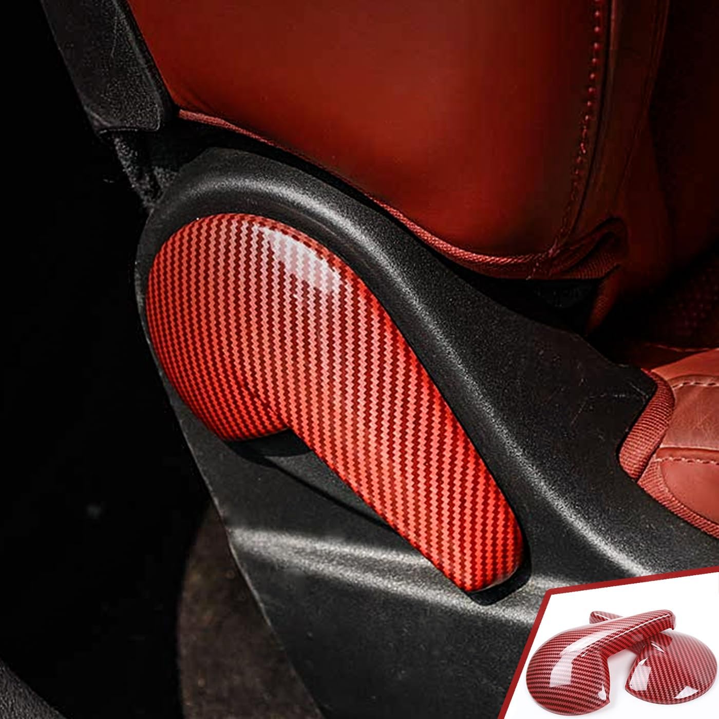 GZXinWei Red Carbon Fiber Seat Adjustment Handle Cover for Dodge Challenger 2010-2023 Trim Interior Decoration