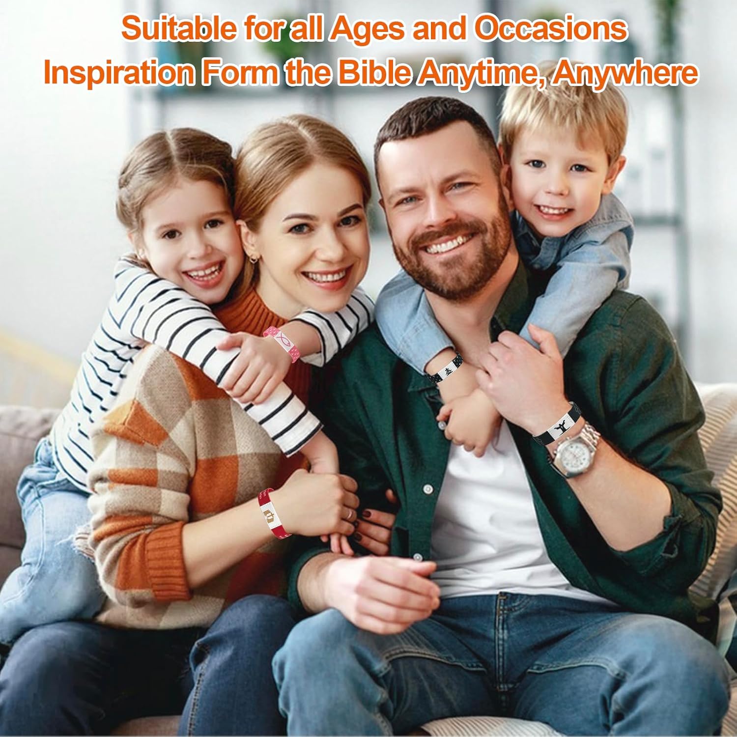 8PCS Daily Bible Verse Bracelets, Bible Verse Cross Bracelet with NFC, Inspirational Religious Christian Bracelet Gifts, Elastic String Faith Friendship Jewelry for Teens Men Women