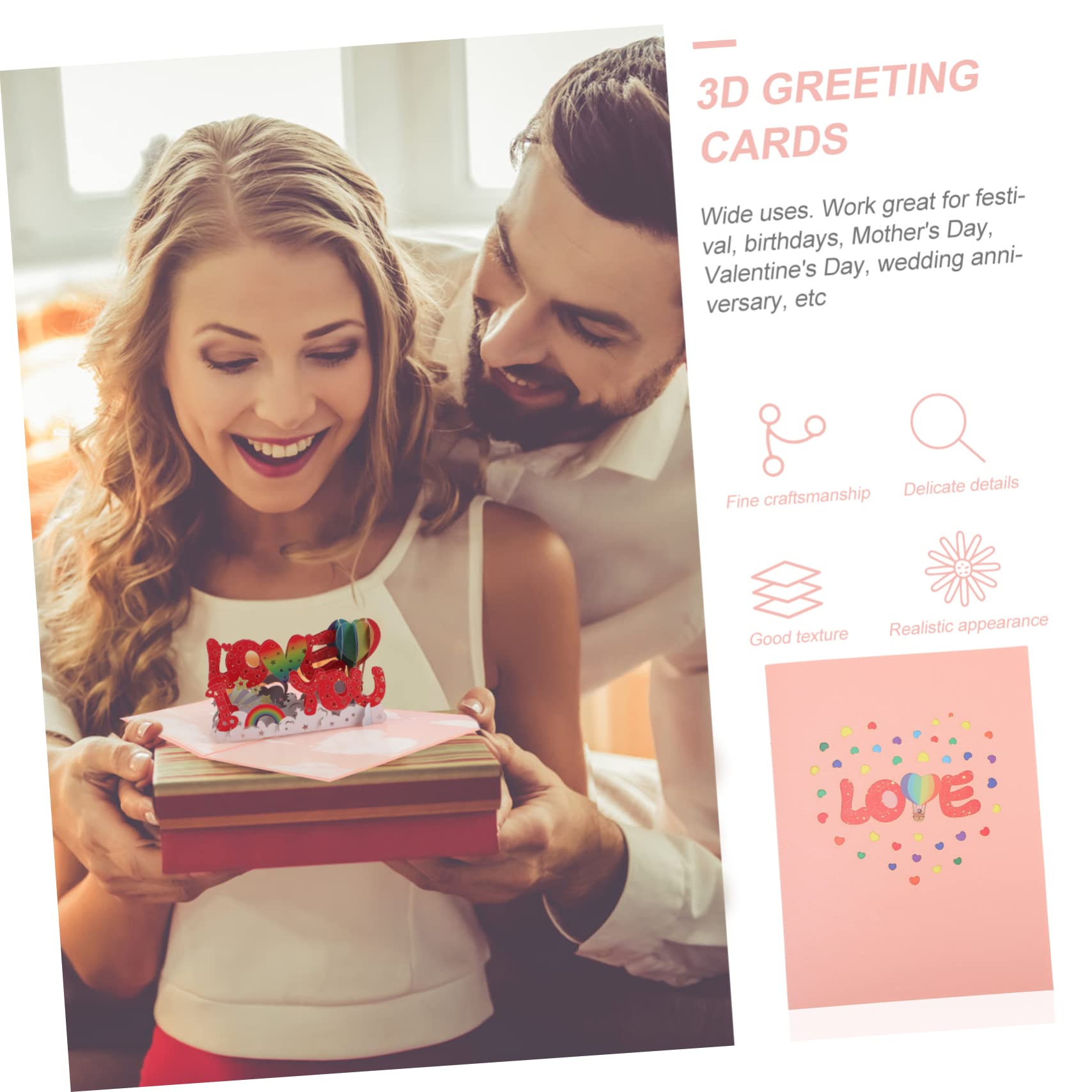 TEHAUX 5ensembles Cartes De Vœux Pour Anniversaire Mariage Saint-valentin Et Fête Des Mères De Carte Personnalisable Avec Messages Touchants