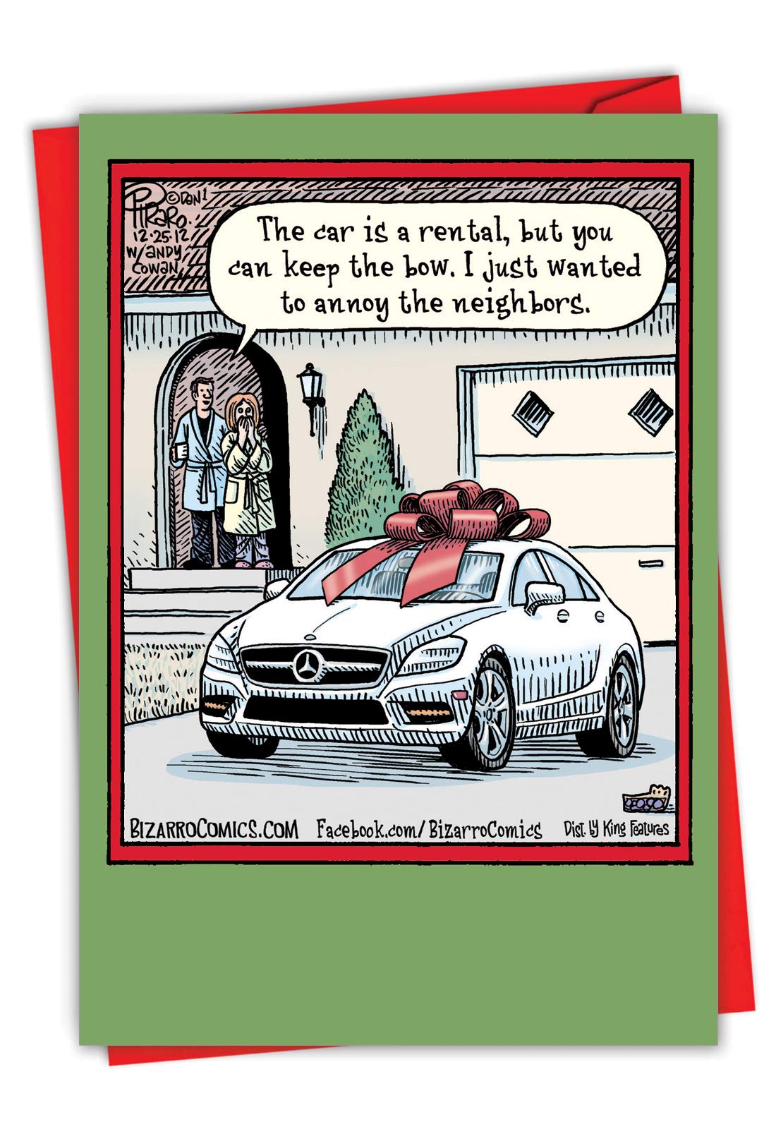 1857 'Keep the Bow' - Funny Merry Christmas Greeting Card with 5" x 7" Envelope by NobleWorks