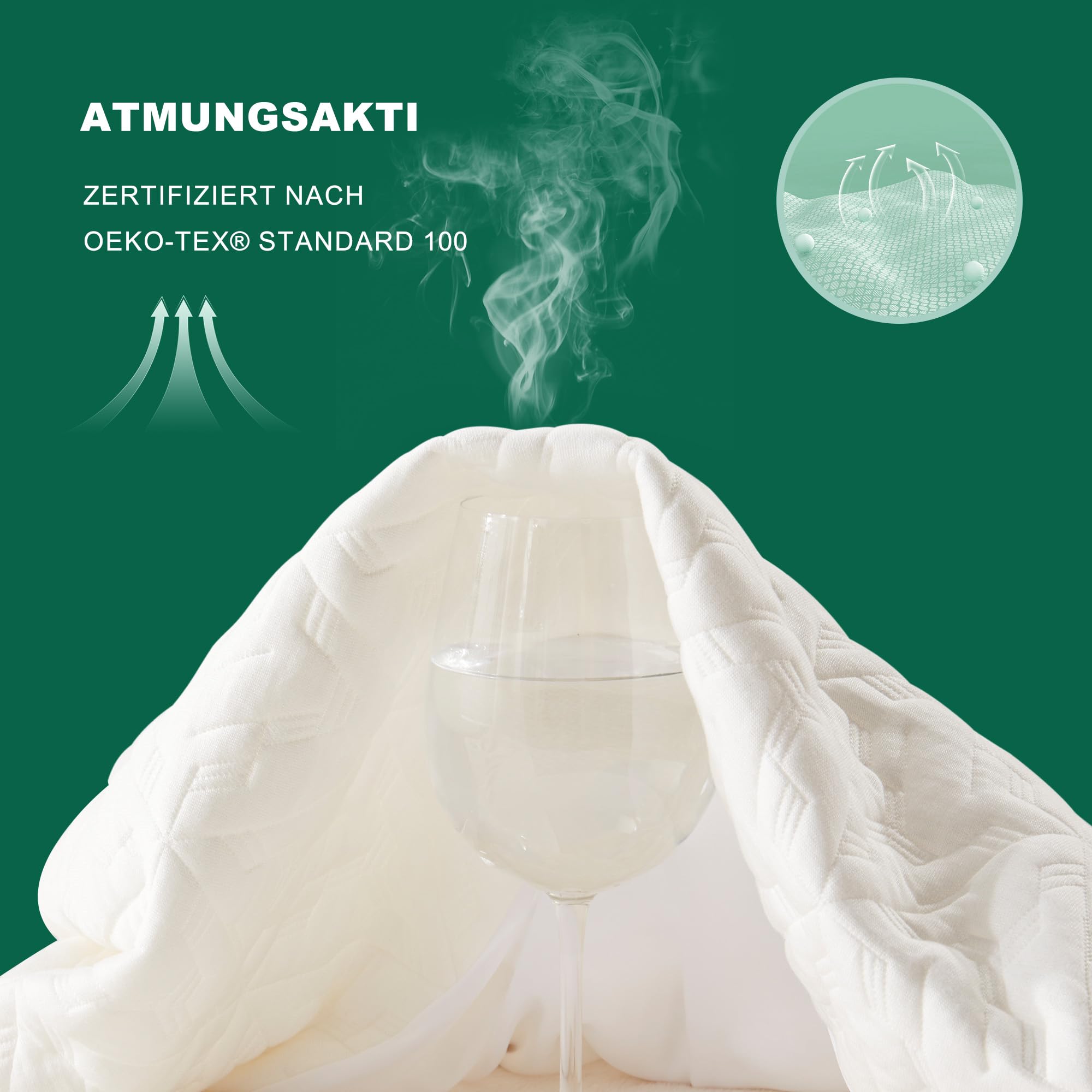 BEDLORE Matratzenschoner 180x200 cm, wasserdichte atmungsaktive Matratzenauflage mit 40 cm Tief-Taschen, Oeko-TEX® Zertifiziert, geräuscharm und elastisch (Weiß)