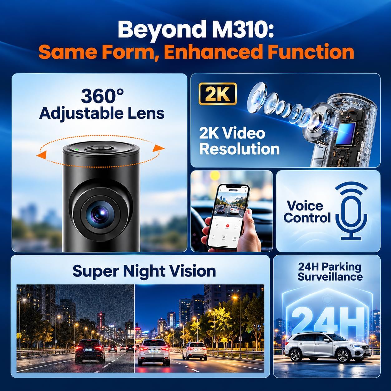 70mai M310 Plus Dash Cam - 2K Ultra HD -2