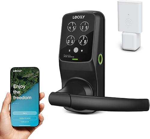 Lockly Secure Pro Smart Lock Wi-Fi, Keyless Entry Digital Keypad Door Lock, 3D Biometric Fingerprint Sensor Front Door Lock with Handle, Voice