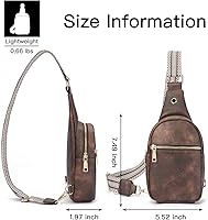 Vista 118 de Telena Riñonera pequeña para mujer, de cuero, cangureras, bolsa de pecho para mujer 3-camel marrón