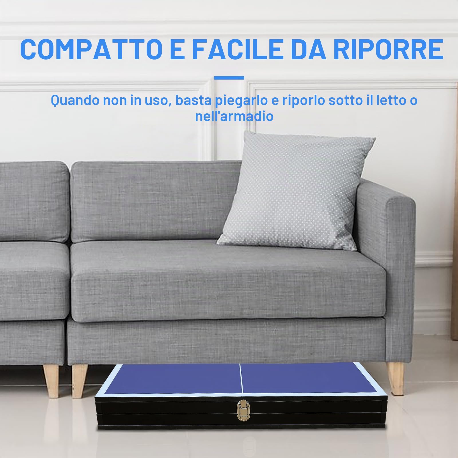 Generic KKB Sport - Tavolo da ping pong pieghevole da 1,5 m, portatile, per interni ed esterni, tavolo da ping pong di medie dimensioni con 2 pagaie, 3 palline e rete