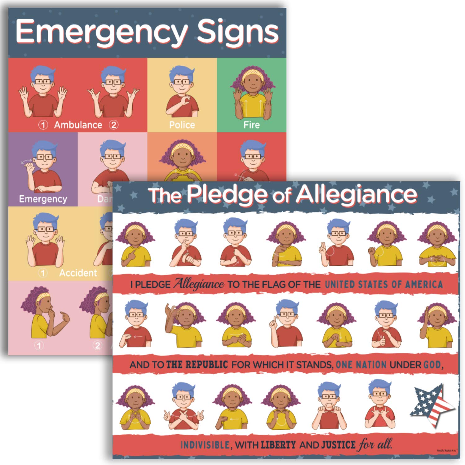 ASL Classroom Posters Set - Emergency Signs & Pledge Ghana | Ubuy