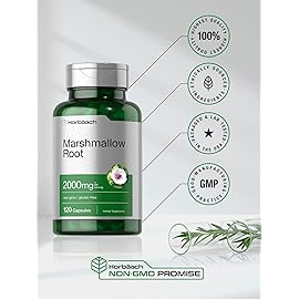 Horbach Marshmallow Root Capsules | 2000mg | 120 Count | Non-GMO & Gluten Free | Traditional Herb Extract