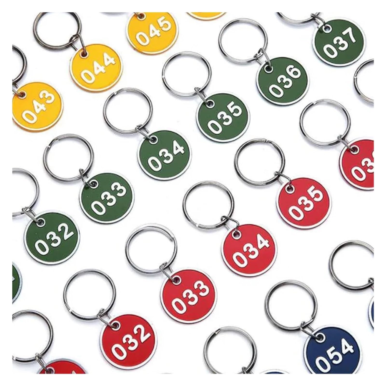 zawieszki na klucze ze stalowymi etykietami, Aluminiowe identyfikatory numeryczne Multicolor 1-200 z kółkami na klucze do karty ID Gym Sauna Club(Green,1-100)