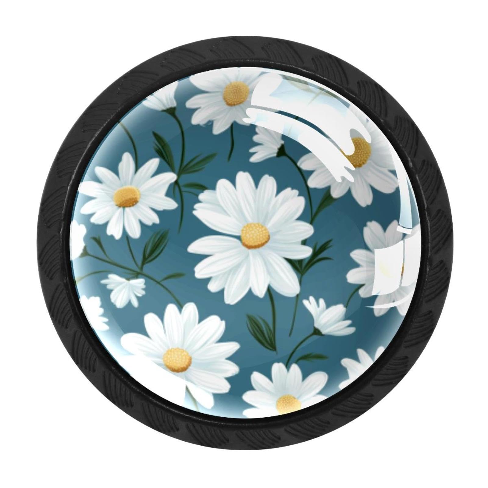Chenzzzz Multicolored 19 4 Pieces Daisy Drawer Knobs, 35Mm Black Cabinet Knobs, Drawer Pulls And Knobs, Dresser Drawer Knobs, Cabinet Hardware Kitchen Cabinet Knobs