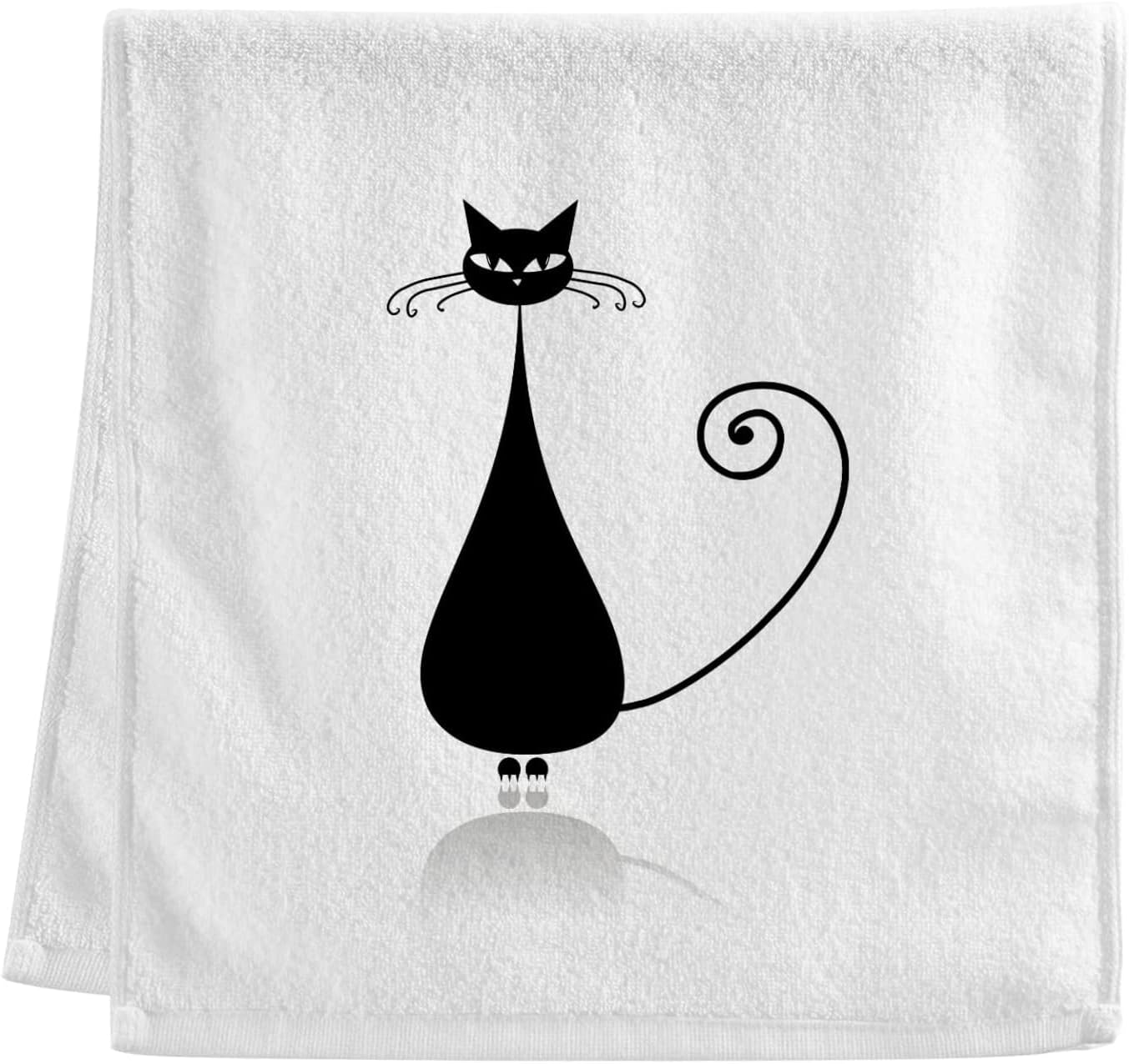Soft Cotton Face Wash Towels Black Cat Elegant Gym Hand Towels for Working Out Bathroom Decorative Set of 2 for Guest Bathroom 16x30 Inches