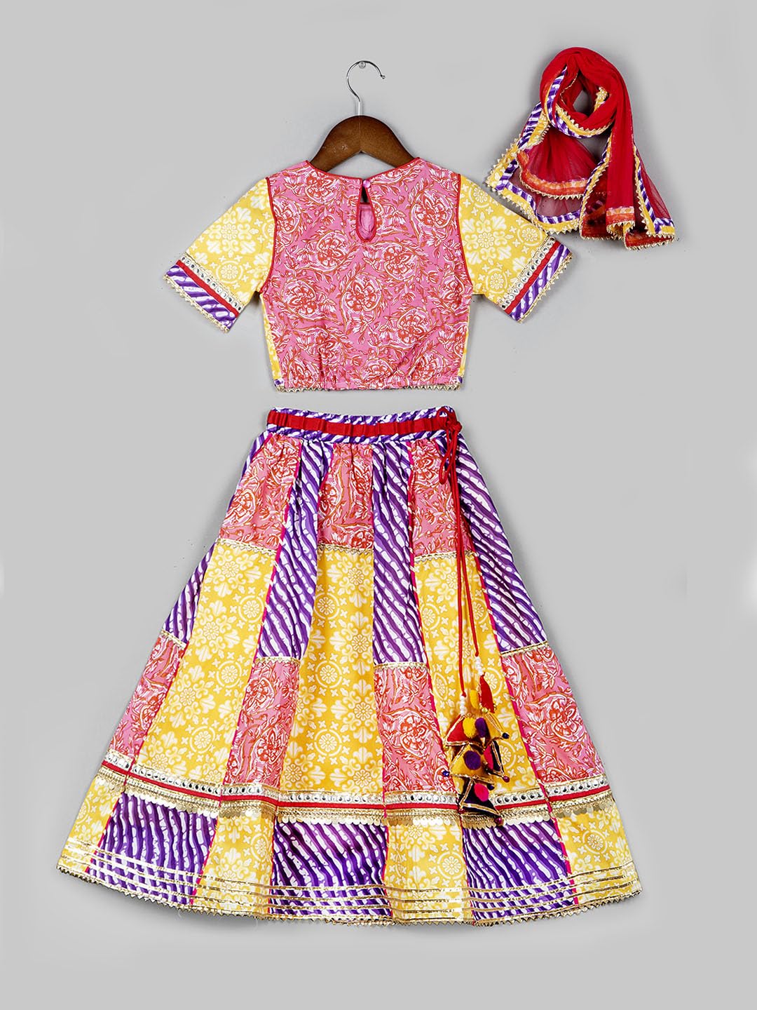 Naughty Ninos Lehenga & Dupatta z nadrukiem gotowa do noszenia bluzka dla dziewczynek w wieku 3-15 lat