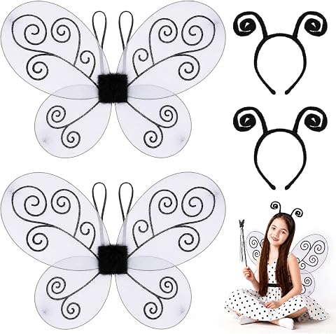 Coopay 4 Pack Headband & Wings Set Halloween Costume (Antenna/Bee/Ladybug)