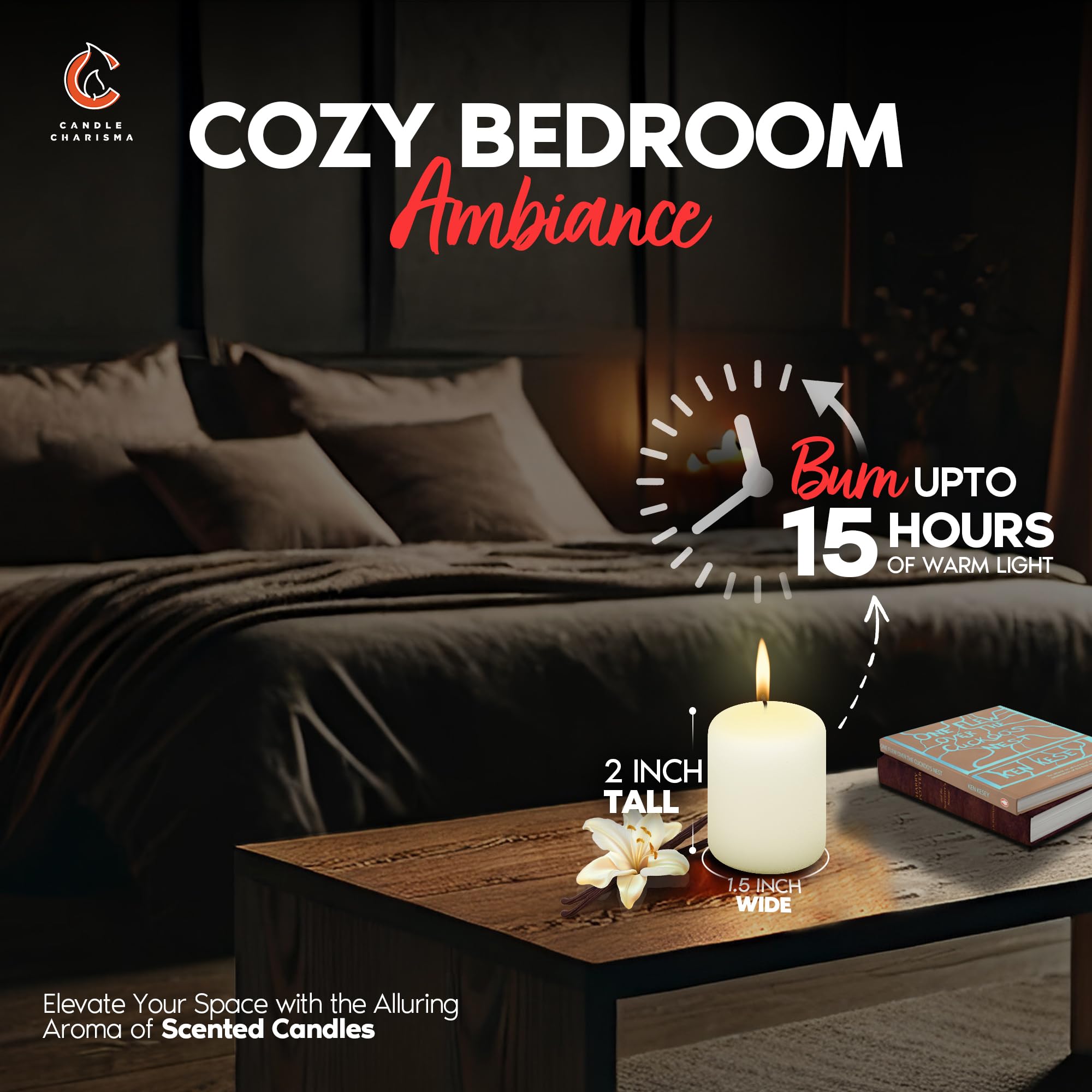 Candle Charisma Vanilla Scented Votive Candles - 10 Hour Burn time - Set of 72 for Dinner, Wedding, Halloween and Holiday Decorations