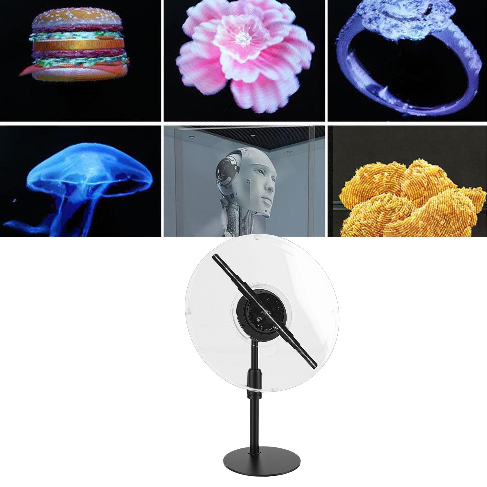 LICAEVEY Ventola con Ologramma 3D da 9,1 Pollici per Negozi Aziendali, Bar, Centri Commerciali, Ristoranti, Eventi, Editing di Immagini Video Personalizzate con Software per PC di (Spina europea)