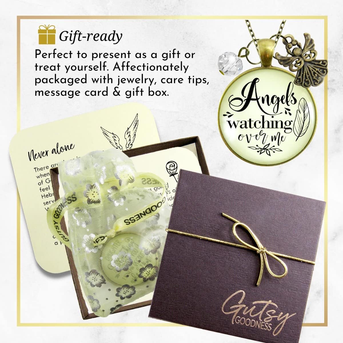 Gutsy Goodness Memorial Necklaces Thoughtful Handmade Message Jewelry Remembrance Gift Sympathy Card Affectionately Boxed