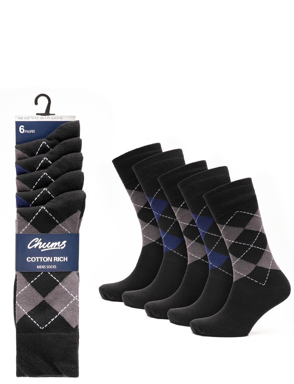 Chums Men's Assorted 6 Pack Argyle Sock 7-11