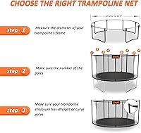 Vista 4 de jumpfly 10/12/14FT Trampoline Net(Net Only),Trampoline Replacement Safety Enclosure,Fit for 8/6 Poles Round Frame