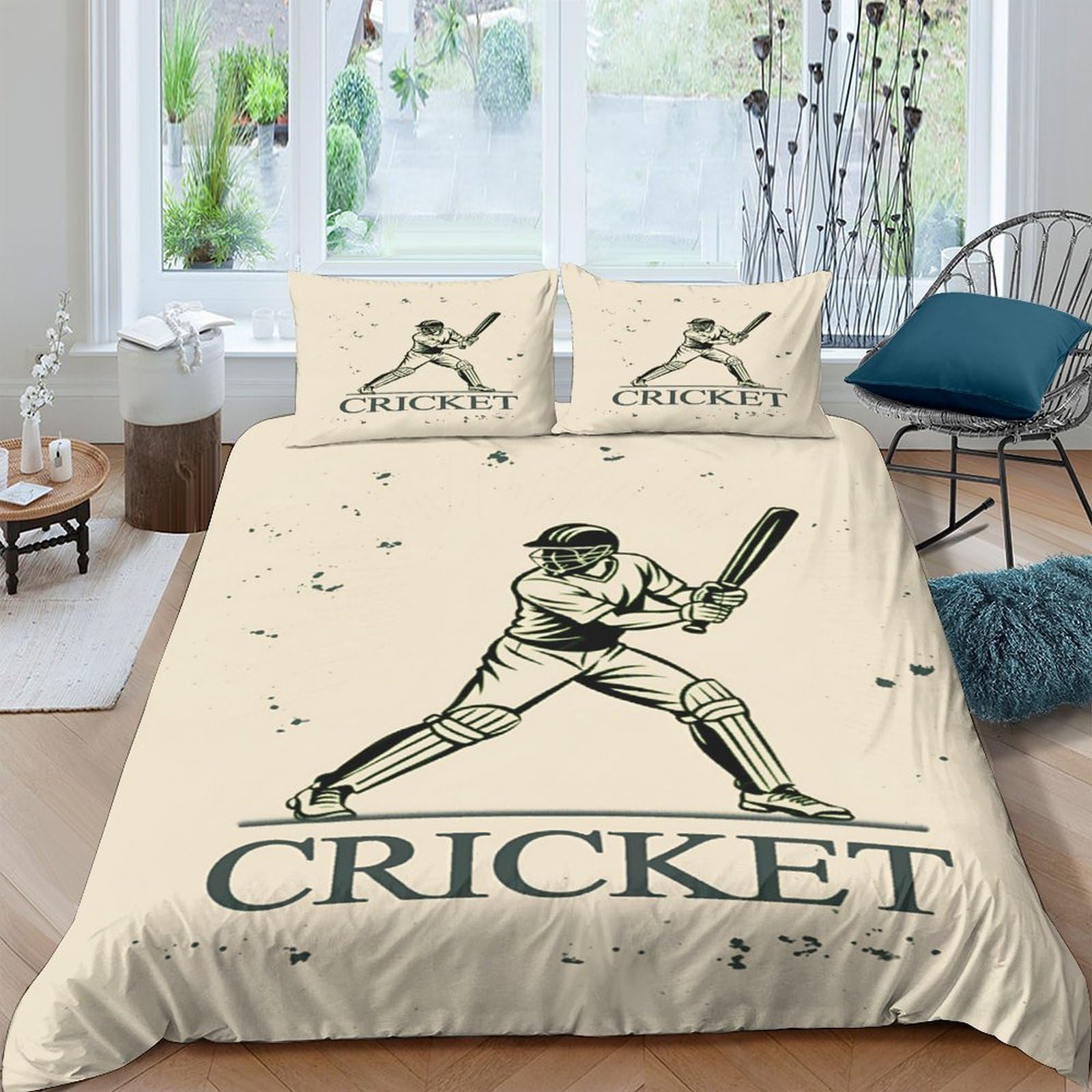 Ctjqhvkz Style-2 3D Printed Cricket Player Fitted Sheet Microfiber Soft Bed Cover For Bedroom Dorm Machine Washable Decor Single（135X200cm）
