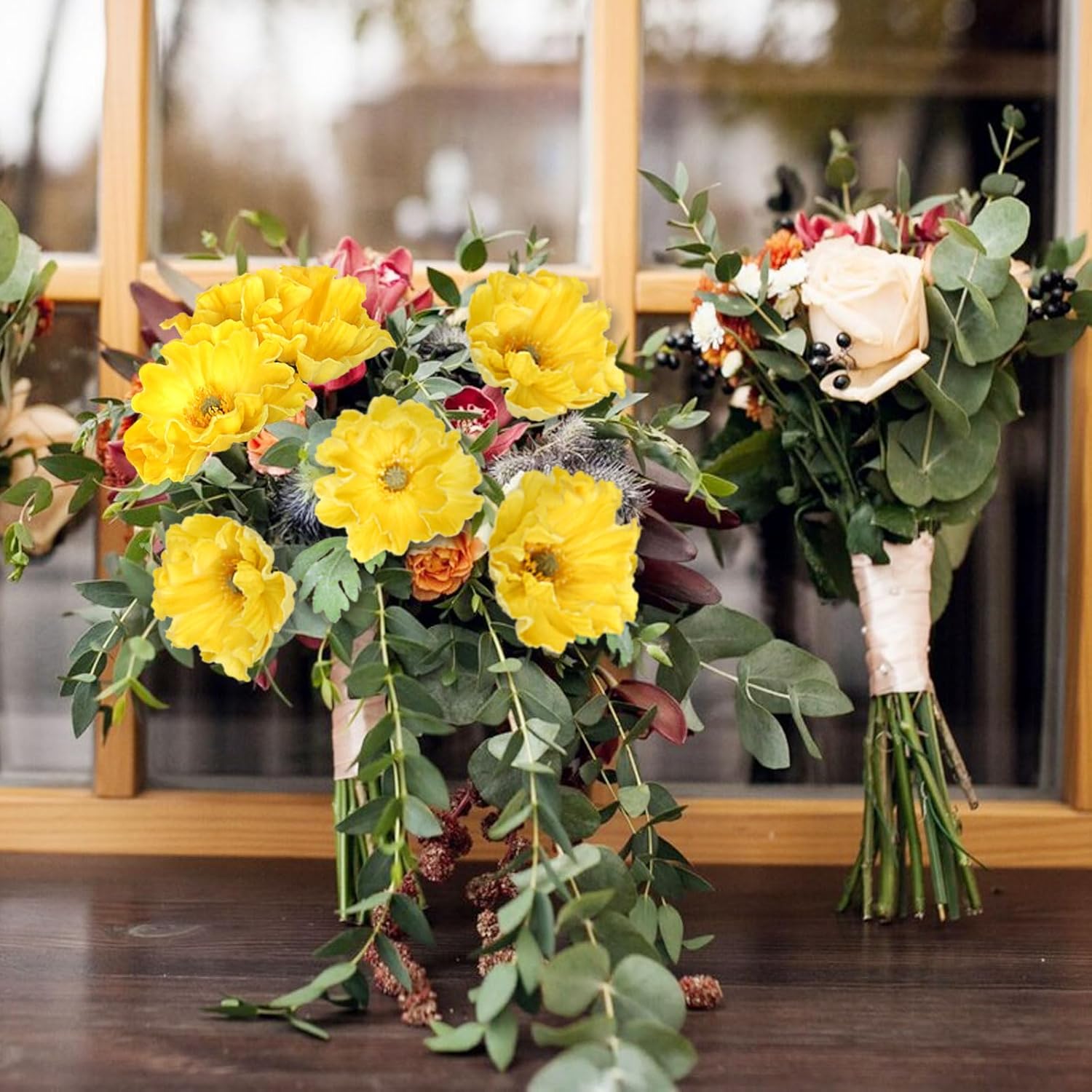 2 Bouquets Fake Poppies 10PCS Yellow Poppies Artificial Flowers Real Touch Faux Poppy Flowers for Wedding Party Office Home Decor(Yellow) - Image 8