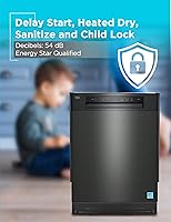 Vista 7 de BLACK+DECKER Lavavajillas integrado de 24 pulgadas, capacidad de ajuste de 12 lugares con bañera de acero inoxidable, lavavajillas con 5 programas