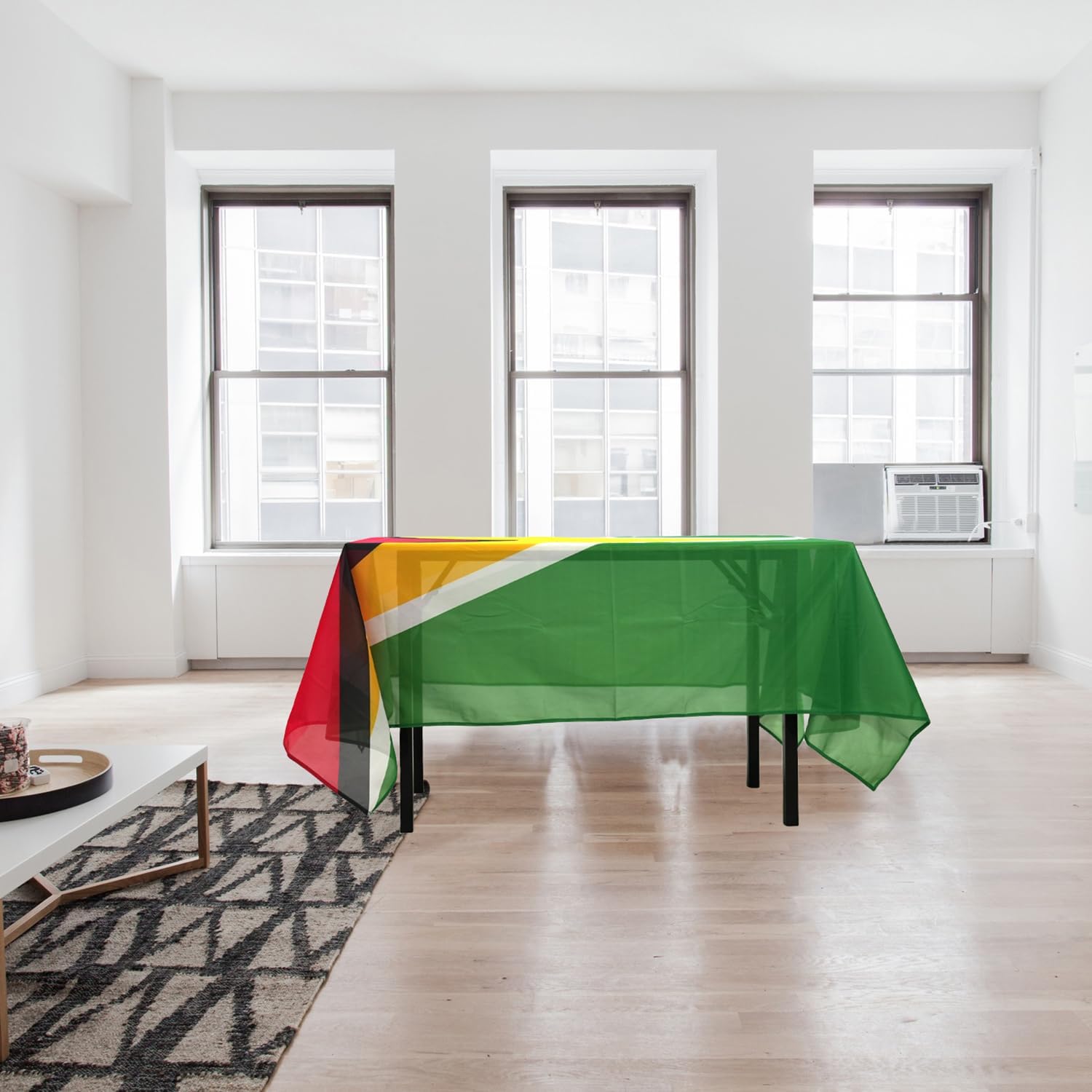 MSFHHA Rectangular Tablecloth Guyana Guyanese Flag Tablecloth, 59 Inches * 83 Inches, Fade-Resistant, Washable, Suitable for Kitchen Dining, Family Gatherings and Outdoor Events