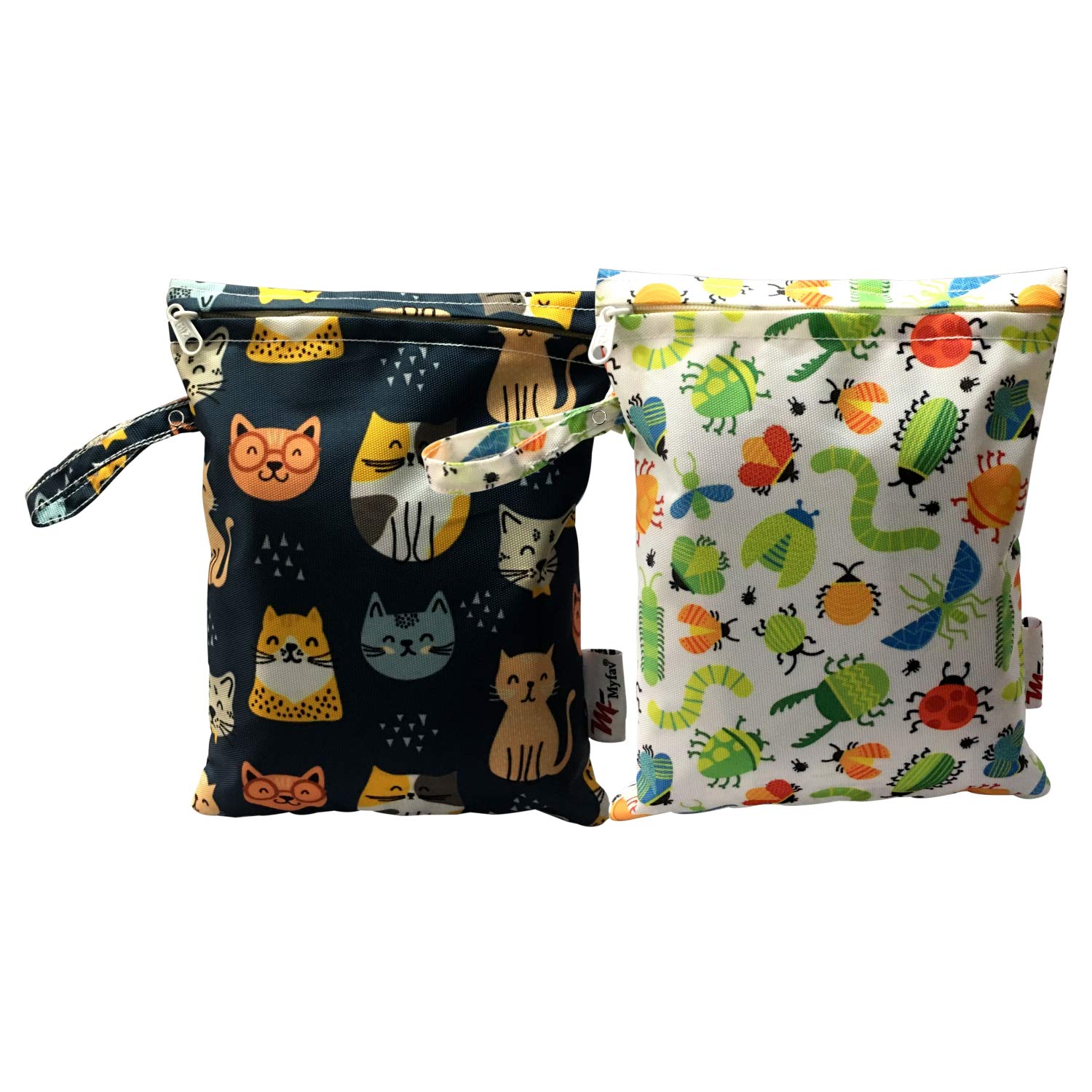 MY FAVWet Dry Travel Laundry Bag, Water-Resistant Wet Dry Pouch, Dirty Clothes, Zipper Bathing Suit, Workout Storage | Pack of 2 (Multicolor 3)