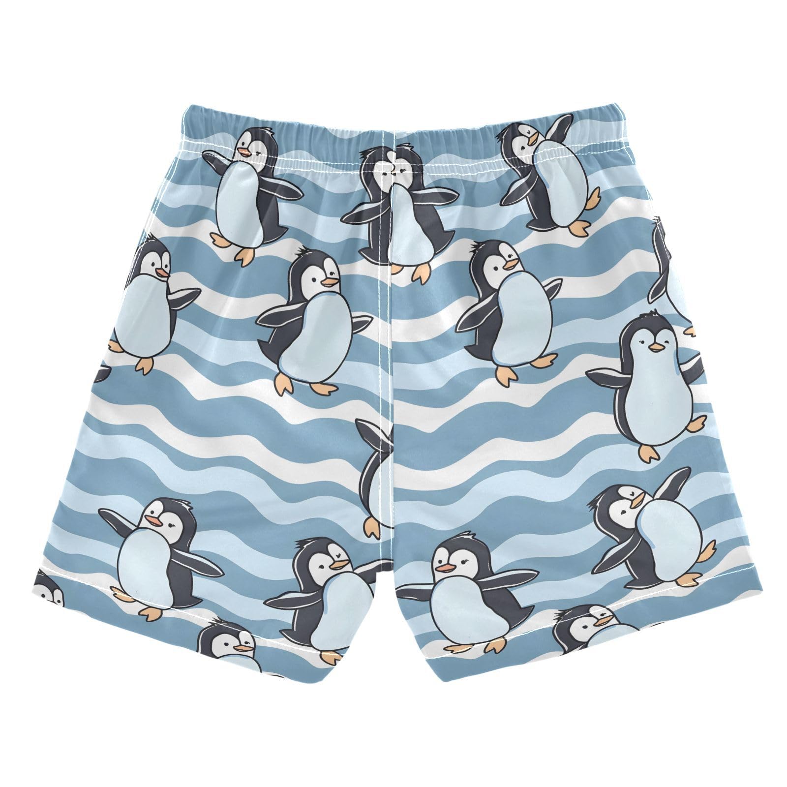 ALAZA Dancing Penguin Wave Boys Quick Dry Beach Board Shorts Kids Swim Trunks Bathing Suit Swimsuit S Multicolor