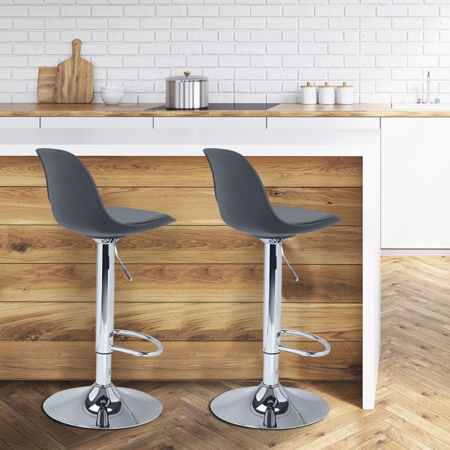 IDMarket - Lot de 2 tabourets de Bar Karl Design Gris