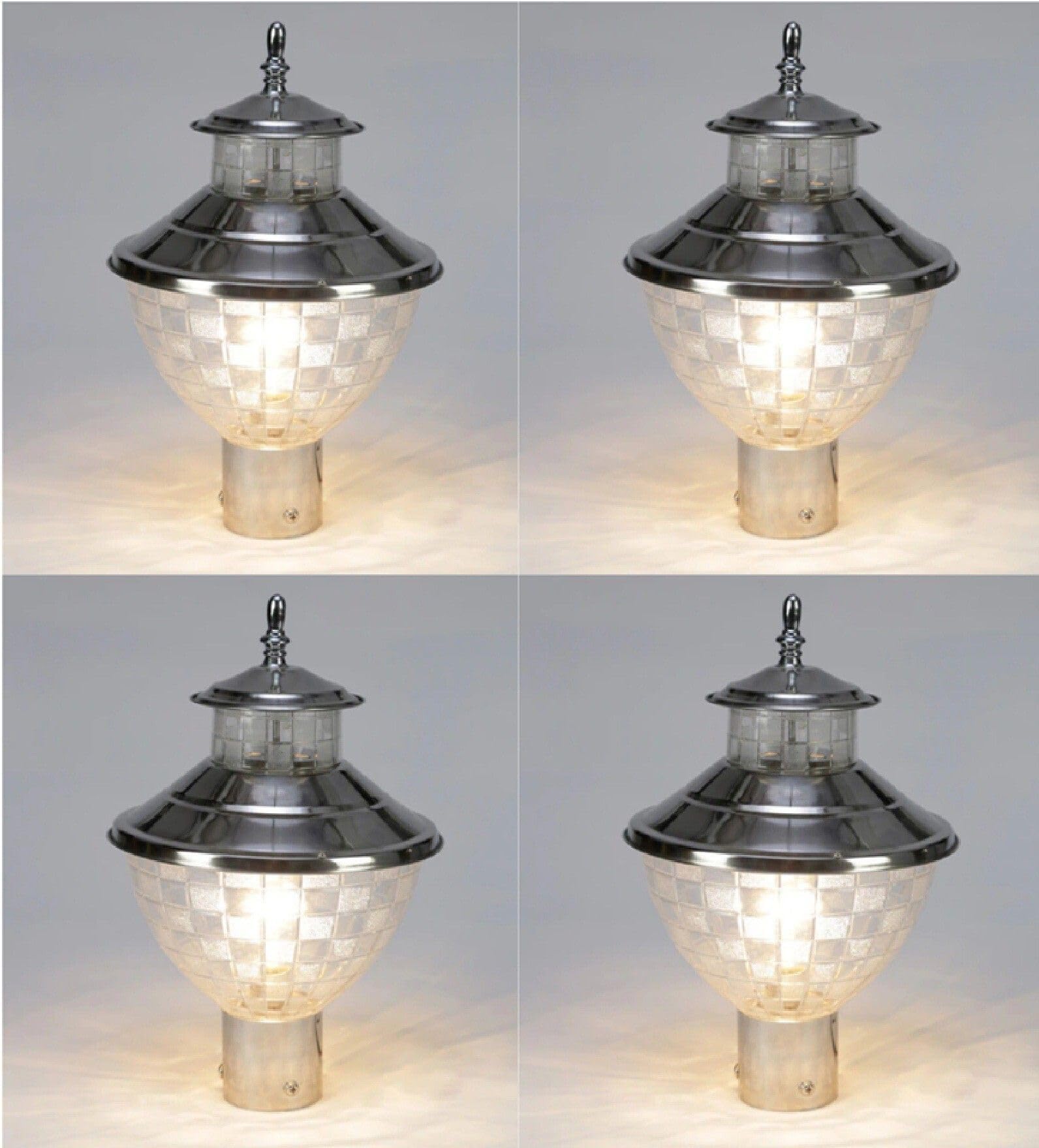 Gate Light Silver Stainless Steel | Fixed Mount Outdoor Garden Field Roof Lighting Fixture | Durable Exterior Lamps for Yard Driveway Entrance | Pack of 4-image-46