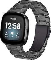 Vista 11 de Miimall Compatible con Fitbit Versa 3/Sense, bandas de resina para mujeres y hombres, correa de repuesto de acero inoxidable súper ligera