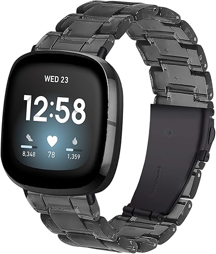 Miniatura 11 de Miimall Compatible con Fitbit Versa 3/Sense, bandas de resina para mujeres y hombres, correa de repuesto de acero inoxidable súper ligera